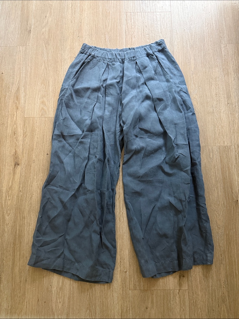 Mooshop Slate Blue Gray Relaxed Fit Wide Pants With Pockets L